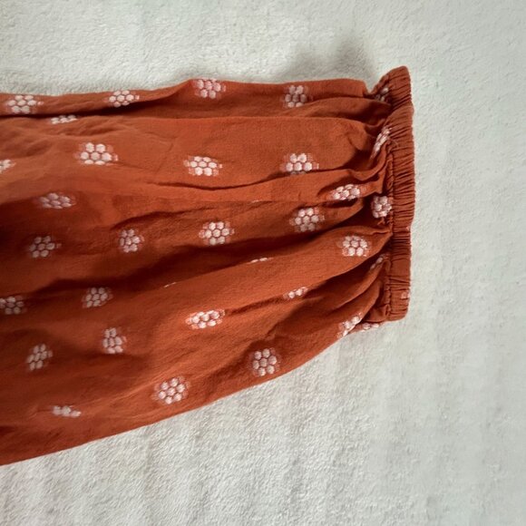 J. Jill Womens Rust Orange Floral 3/4 Sleeve Button-Front Peasant Top Blouse XL - Picture 9 of 9